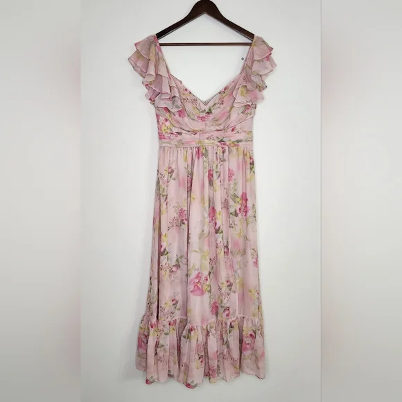 Birdy Grey Pink Floral Midi Dress - Picture 4 of 16